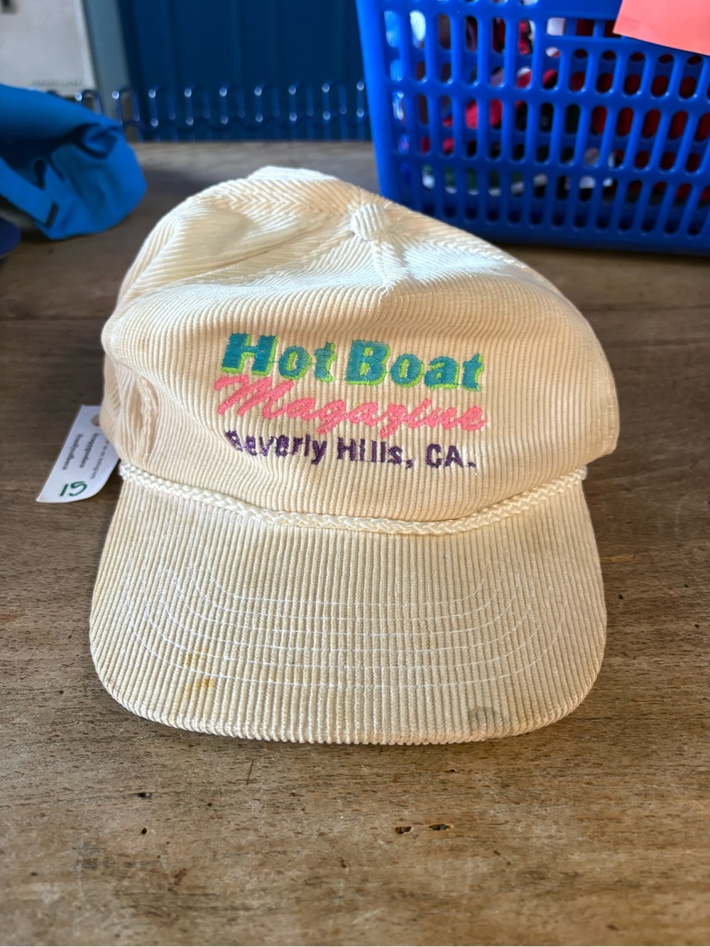 OTTO Beige Corduroy Hat with Multicolor Embroidery
